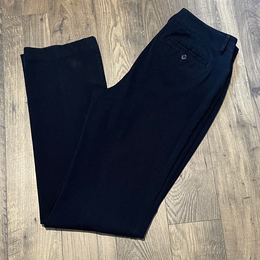 Eddie Bauer Womens Black Curvy Fit Straight Leg Cotton Stretch Trousers Size T10